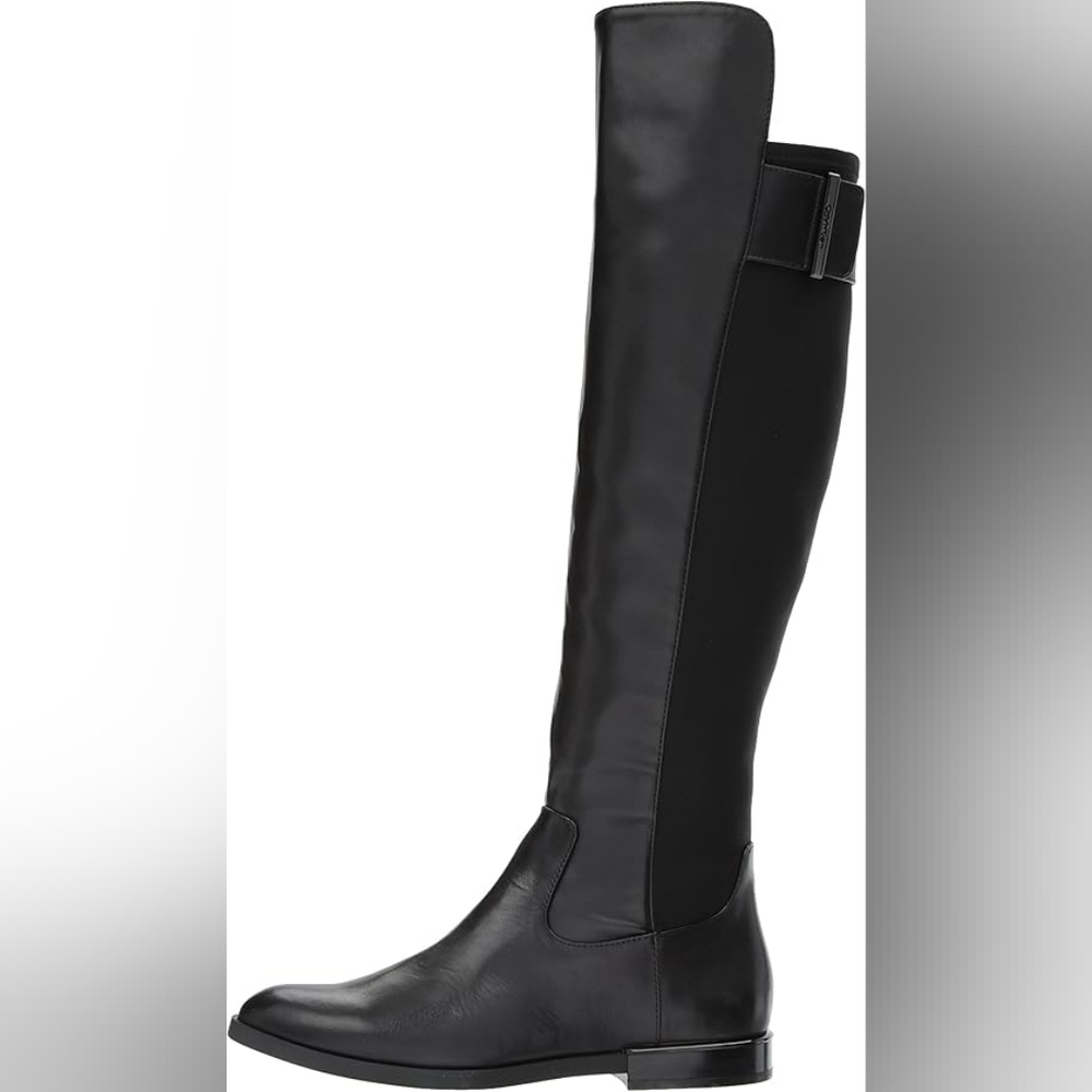 Calvin Klein PRIYA Black Cow Leather Boots 5.5 - Picture 3 of 10